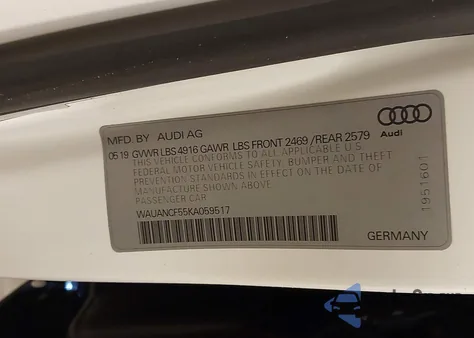 2019 Audi A5 45 Premium z USA, uszkodzony, nr VIN WAUANCF55KA059517